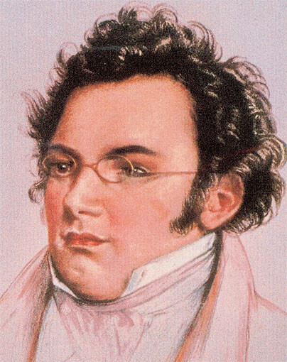  Figur 1    Del av akvarell som viser Franz Schubert (1797 – 1828), malt i 1825 av Wilhelm August Rieder (1)