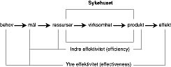  Figur 1    Ulike effektivitetsmål brukt ved måling av sykehusenes effektivitet (5)