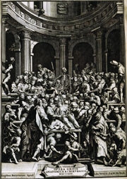 Figur 4   Tittelblad i Vesalius’ 1725-utgave. Kobberstikk av Jan Wandelaar. Foto Ø. Larsen