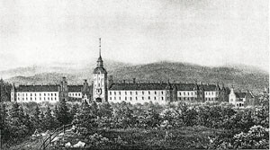 Gaustad asyl ca. 1860. Stikk etter tegning av A.F. Wilhelm von Hanno (13)
