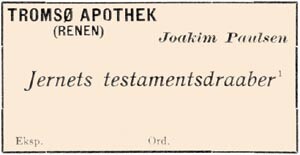 Gustav Klem (1866&ndash;1906) rapporterte fra &laquo;kvaksalveri nordpaa&raquo;, og illustrerte det ved en annonse for en &laquo;blaaviolet v&aelig;dske&hellip;