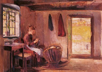 Mor og barn. Motiv fra Skotta i B&aelig;rum. Harriet Backer, uten tittel, 1887. Foto &copy; O. V&aelig;ring Eftf. AS