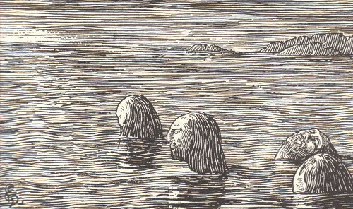 Fig. 3.  Betraktning av tidevannet. (Forfatterne til venstre.)