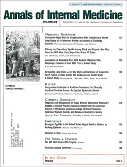 Artikkelen ble e-publisert 13.11. 2012 i Annals of Internal Medicine (www.annals.org) som regnes som en av de &laquo;fem store&raquo;&hellip;