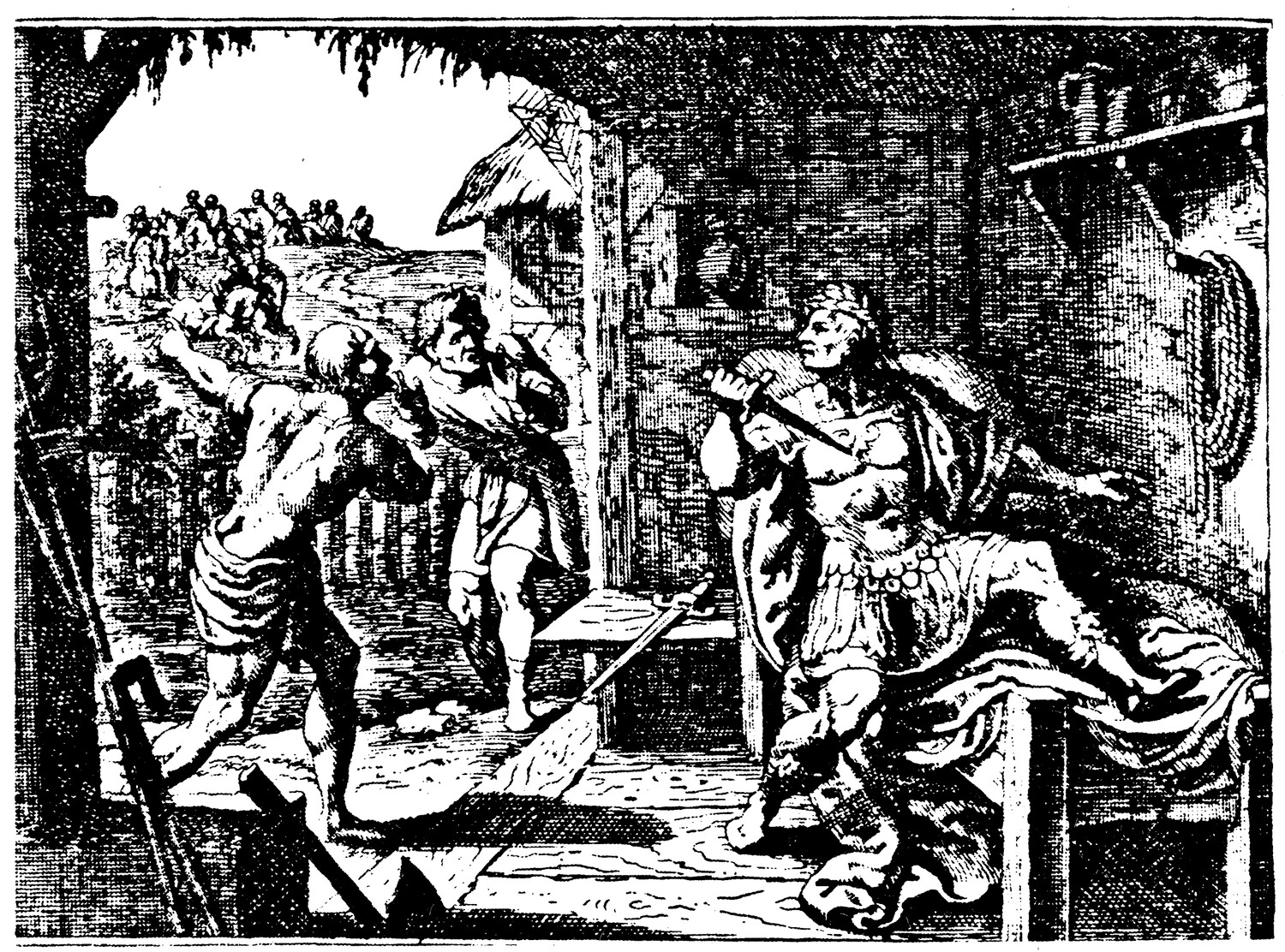 Figur 7 Kejsar Neros sj&auml;lvmord. Ur Joh. Lud. Gottfridi. Historische Chronica mit Kupfferst&uuml;cken. Skurna av Matthaeum&hellip;