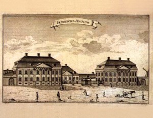 Det kongelige Frederiks Hospital i København, som var målet for reisen pasientene med radesyke la ut på 10. april 1776…