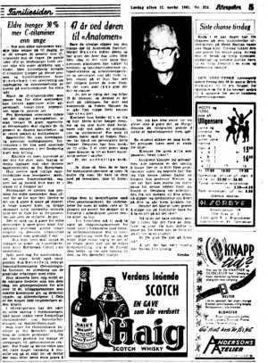 Figur 1  Presseklipp fra Aftenposten 1961 i anledning Universitetet i Oslos 150-årsjubileum (2)