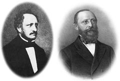 Figur 2   Patologene Johannes Müller (1821 – 1902), til venstre, og Rudolf Virchow (1801 – 58), til høyre, som begge i…