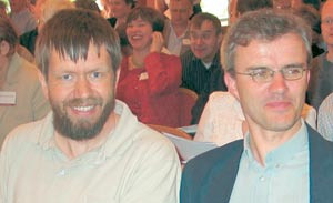 Torstein Seip Johnsen og Knut-Haakon Stensæth kunne konstatere at det var unison enighet i landsstyret. Foto Stine…