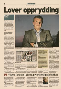 – Det finnes en grense for hva staten skal bruke på helse, sa Bjarne Håkon Hanssen til Dagens Næringsliv 20. juli. Faksimile
