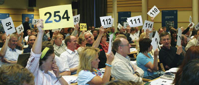 God stemning preget prøvevoteringen om lovene. Foto Lise B. Johannessen