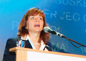 Torunn Janbu holdt åpningstalen under landsstyremøtet. Foto Lisbet T. Kongsvik