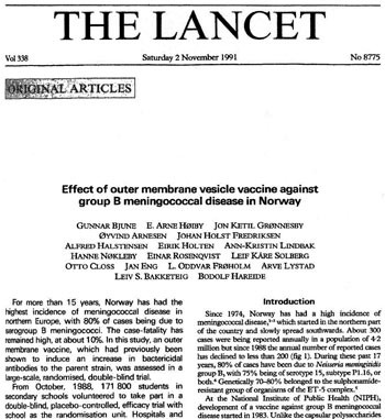 Figur 1 Faksimile fra artikkelen i The Lancet (1)