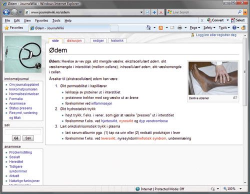 Figur 1  Eksempel på artikkel, i dette tilfellet en ordforklaring, i JournalWiki