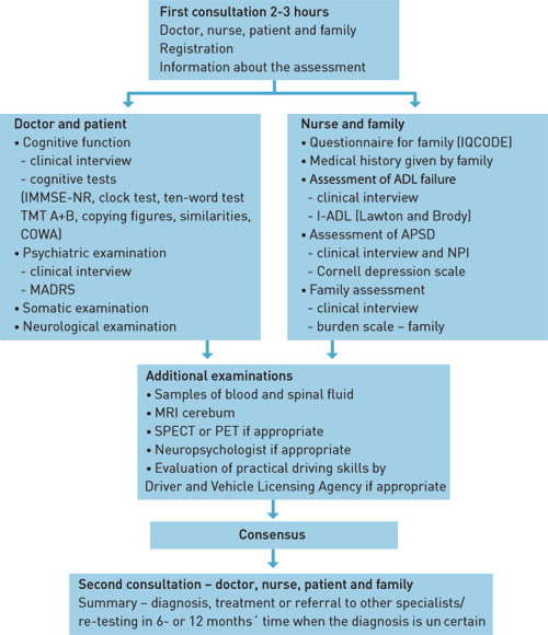 Figure 1  Procedure for assessment at the Memory Clinic. Explanations: MMSE-NR = Norwegian revision of Mini Mental Status…