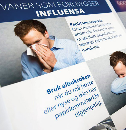 Information material from the health authorities in the context of the swine flu in 2009. Photo: Christian Thomassen/SCANPIX