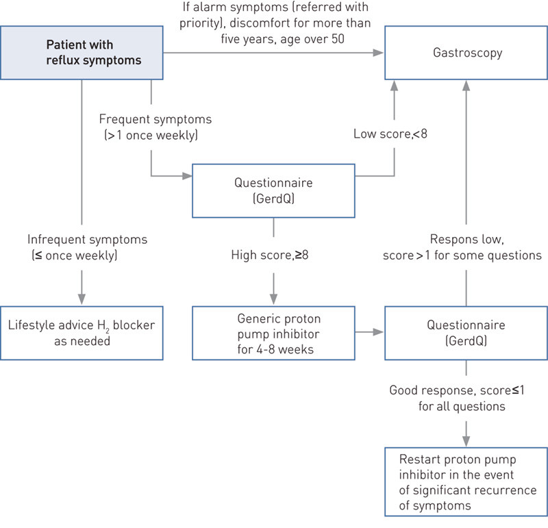 Figure 2  Proposed algorithm for simple assessment and initial treatment of younger patients (< 50) with reflux symptoms but…