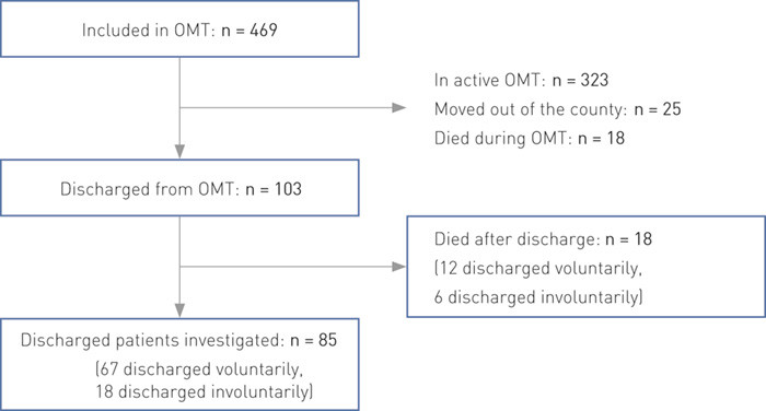 Figure 1  Patients in opioid maintenance treatment (OMT) at Sørlandet Hospital during the period 1998 – 31 December 2009