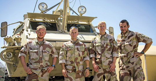 The members of the police health advisory team. From left: vehicle commander/Second Lieutenant Erik, vehicle operator…