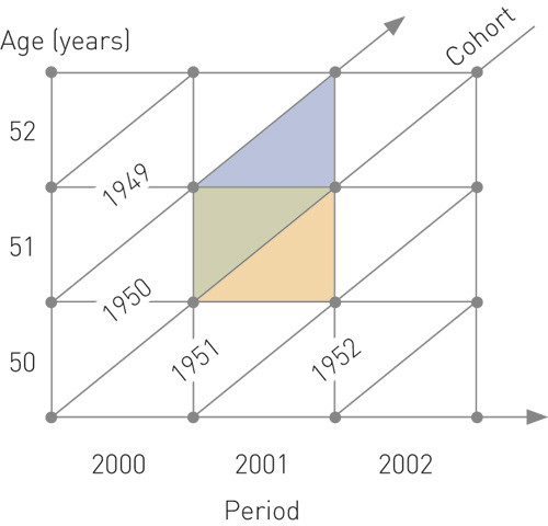 Figure 1  Women are invited according to birth cohort (parallelogram) to attend the Norwegian Breast Cancer Screening…