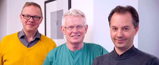 Fra venstre: Stig Harthug, Eirik Søfteland, Arvid Haugen. Foto: Aleksander Valestrand, Kommunikasjonsavdelingen, Helse Bergen