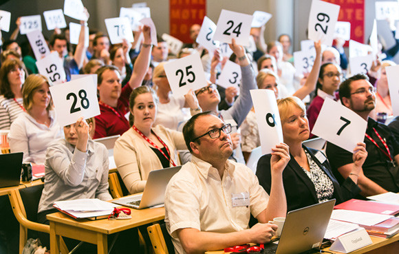 ENGASJERT FORSAMLING: Den helsepolitiske debatten vil som forrige år ganske sikkert skape engasjement. Her fra fjorårets…