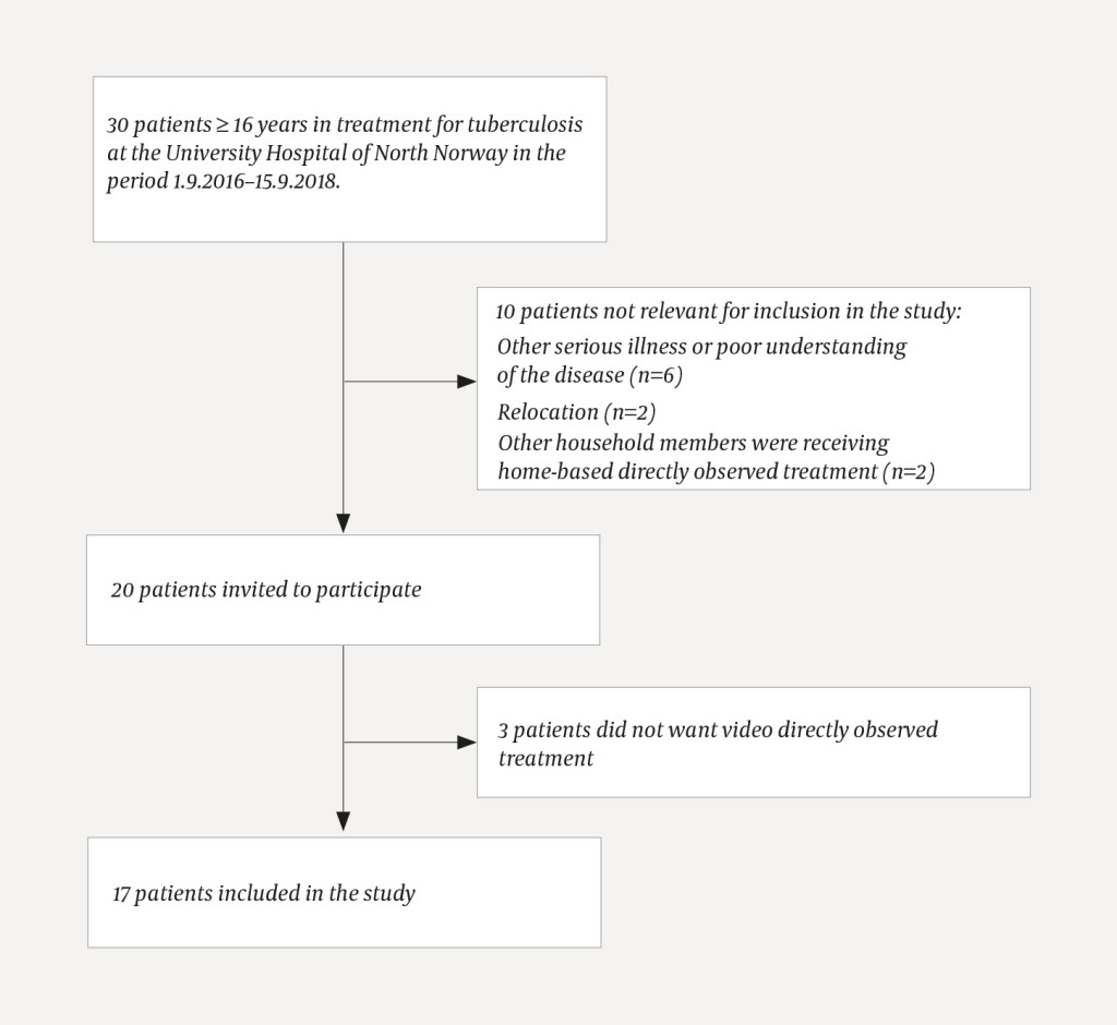 Figure 1 Study population for a clinical observation study that investigated directly observed treatment by video conference&hellip;