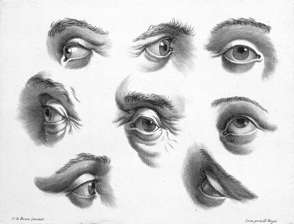 Uttrykksfulle øyne tegnet av Charles Le Brun (1619–90). Illustrasjon: Welcome Collection