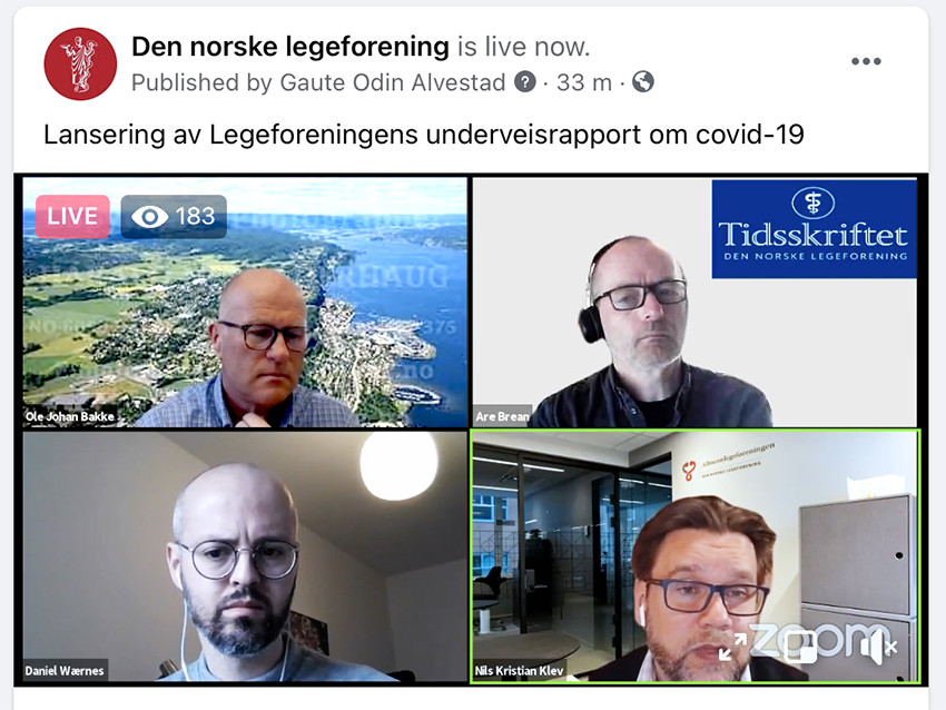 WEBINAR: Underveisrapporten ble lansert under et webinar onsdag 7. april. &Oslash;verst fra venstre: Ole Johan Bakke &hellip;