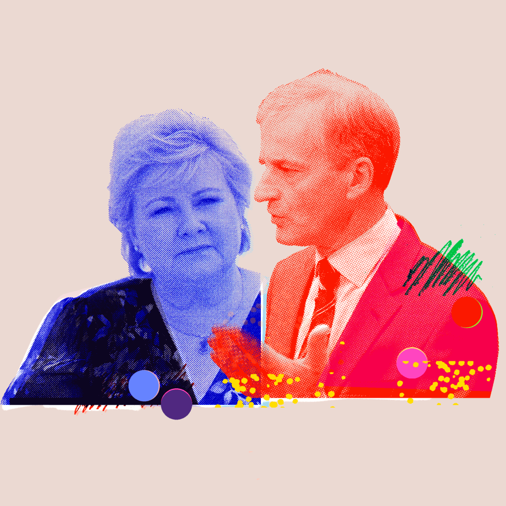 Illustrasjon: Tidsskriftet / Foto: Høyre og Arbeiderpartiet (CC BY-ND 2.0)