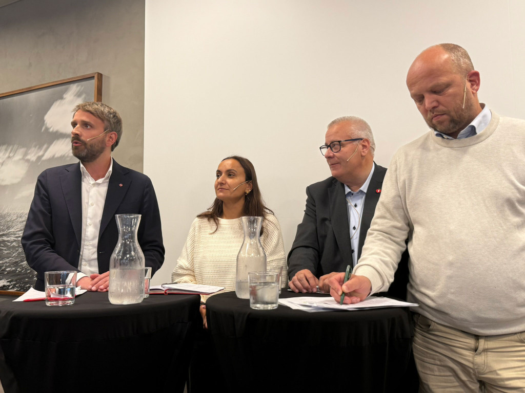 ENIGHET: (F.v.) Helseminister Jan Christian Vestre (Ap), Seher Aydar (R&oslash;dt), B&aring;rd Hoksrud (FrP) og Trygve Slagsvold Vedum &hellip;